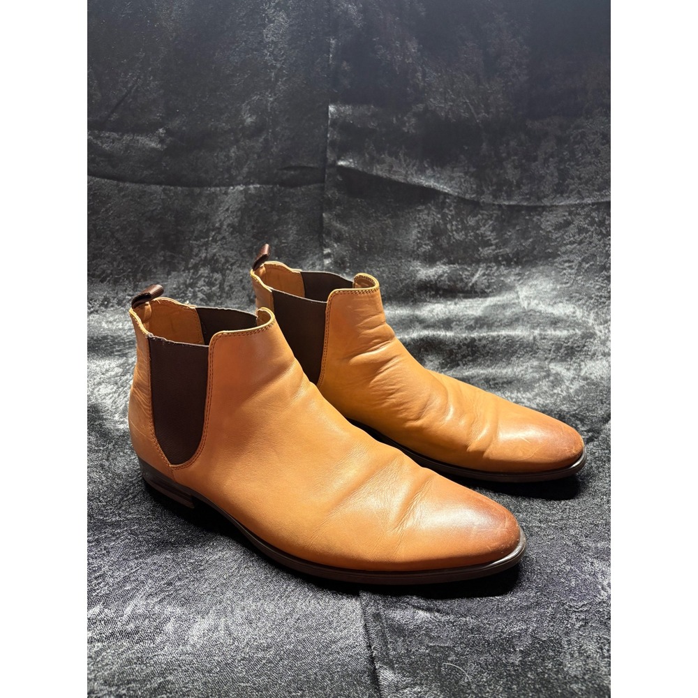 Aldo Mens Tan Leather Chelsea Boots Cognac Ankle‎ Booties Size 11 EUR 44